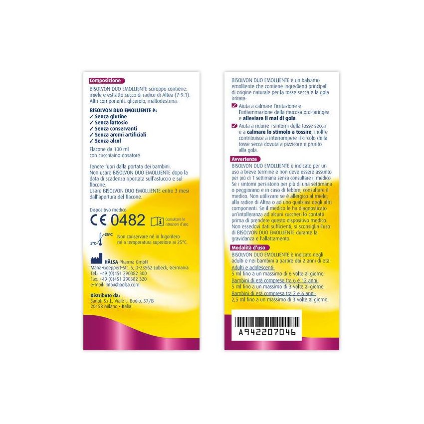Bisolvon Duo Emollient Sciroppo 100 ml