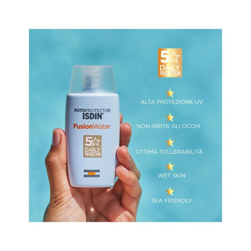 Isdin Fusion Water Viso SPF50 - Protezione Solare Idratante, 50ml