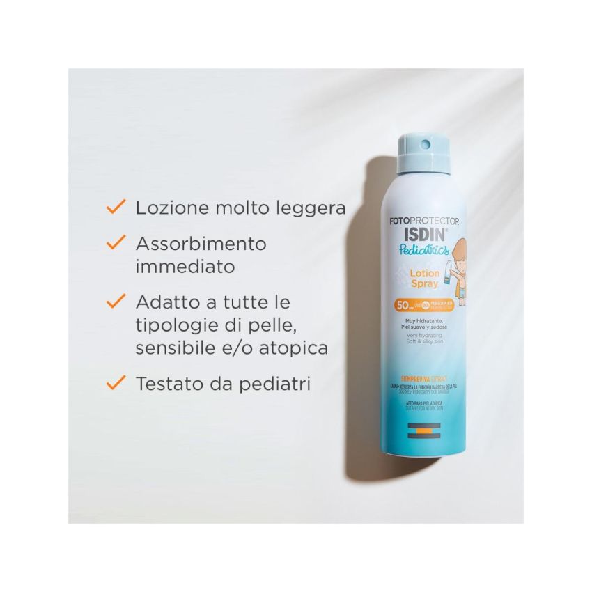 Isdin Pediatrico Lozione Spray Protettivo Solare SPF50 per Corpo - 250 ml