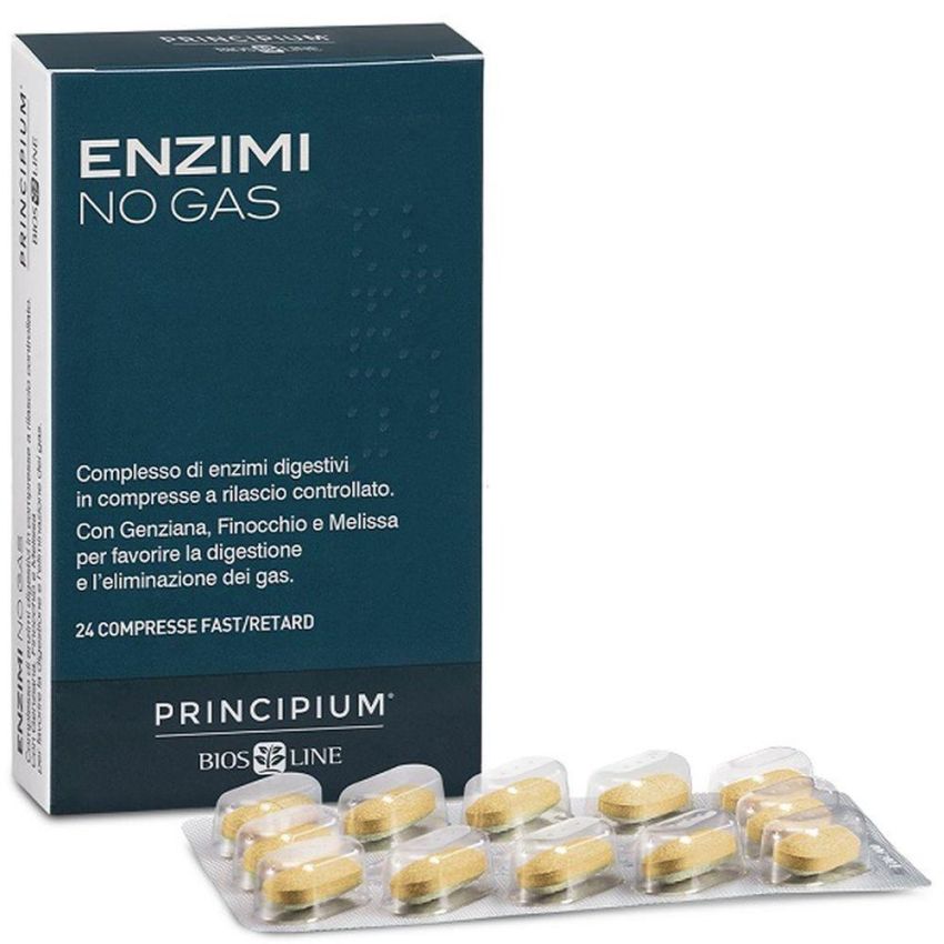 Biosline Enzimi No Gas - Integratore Alimentare, 24 Compresse