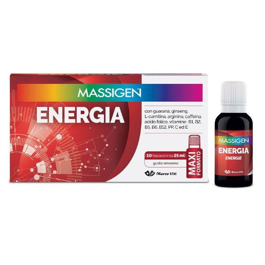 Massigen Energia Booster - Pack da 10 Fiale da 25ml
