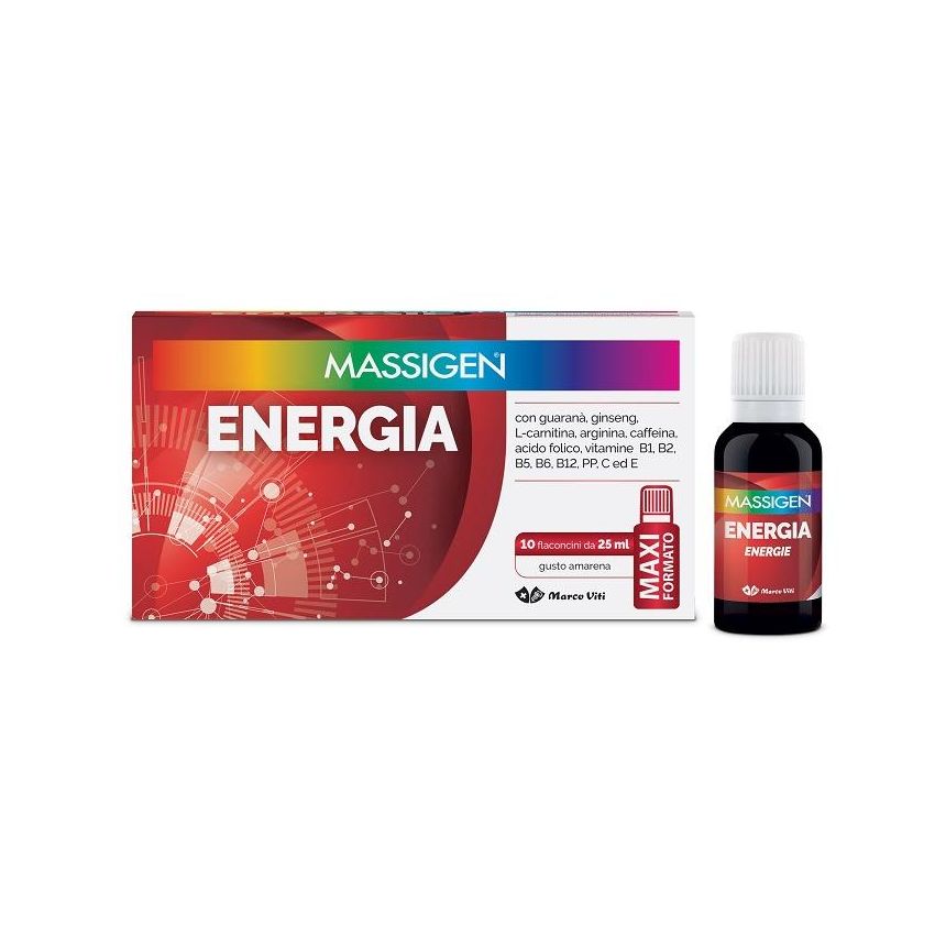 Massigen Energia Booster - Pack da 10 Fiale da 25ml