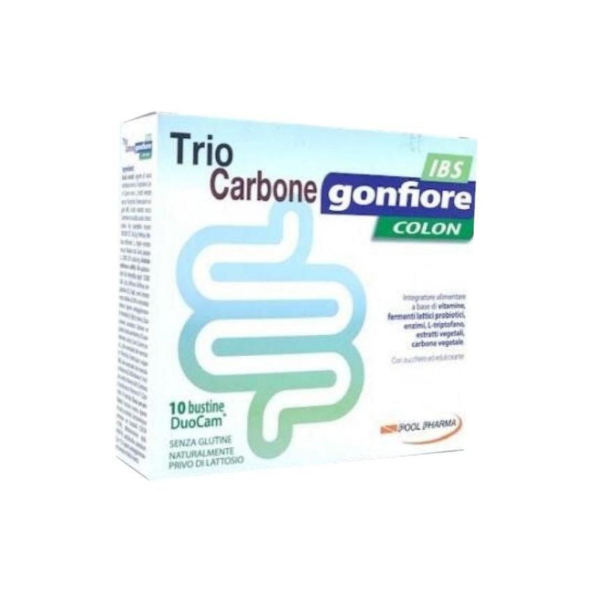 Triocarbone DuoCam: 10 Buste per il Gonfiore da IBS, 2g+1.5g