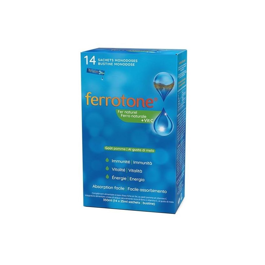 Ferrotone - Suplemento di Ferro in Forma di Mela con 14 Sobres