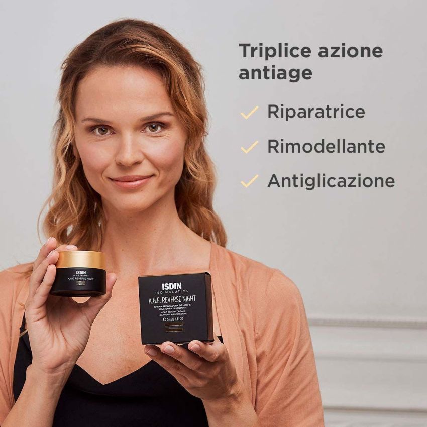 Isdin Isdinceutics Crema Notte Rivitalizzante Anti-Età per il Viso, 50ml