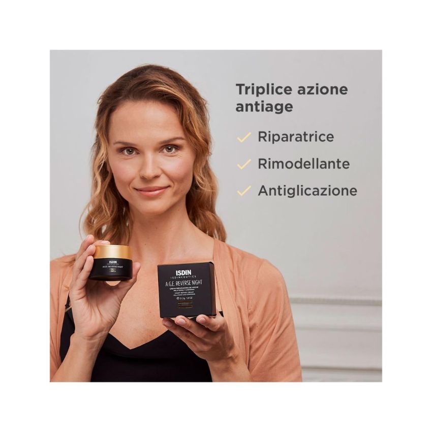 Isdin Isdinceutics Crema Notte Rivitalizzante Anti-Età per il Viso, 50ml