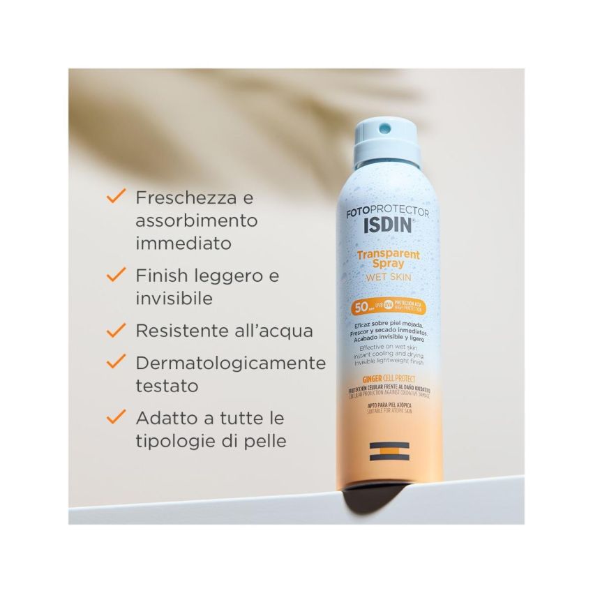 Isdin Fotoprotector SPF50 - Lozione Solare Corpo Trasparente per Pelle Bagnata, 250ml