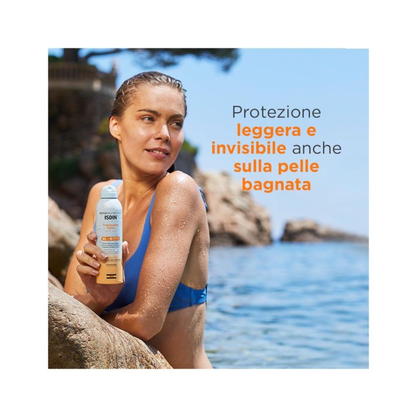 Isdin Fotoprotector SPF50 - Lozione Solare Corpo Trasparente per Pelle Bagnata, 250ml
