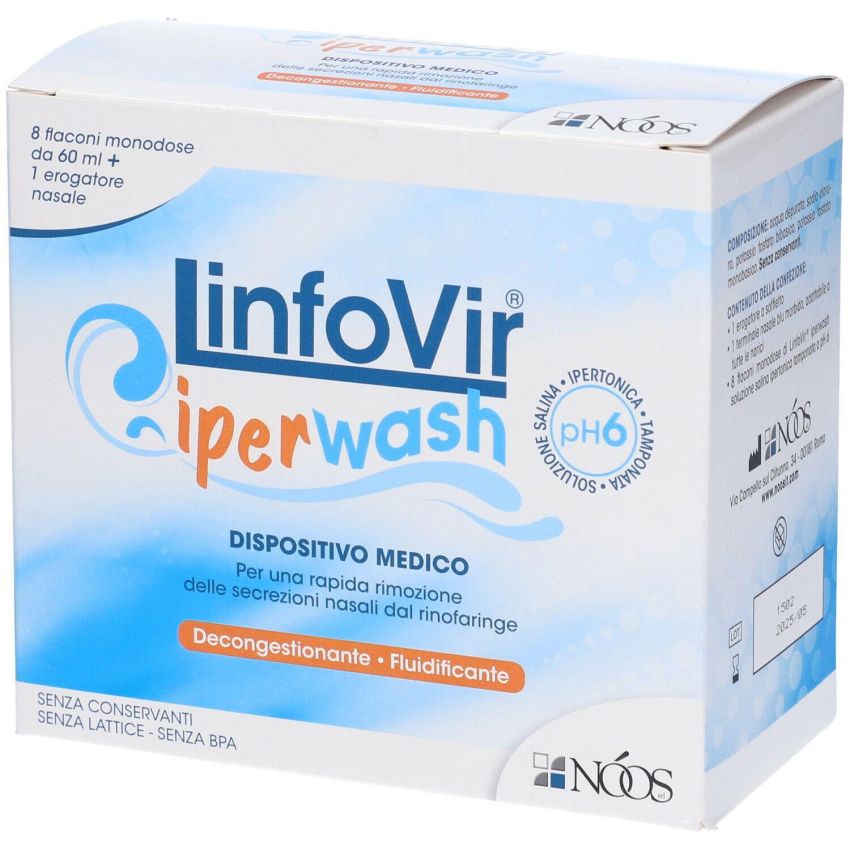 Linfovir Iperwash Soluzione Salina Ipertonica 8 Flaconi da 60ml