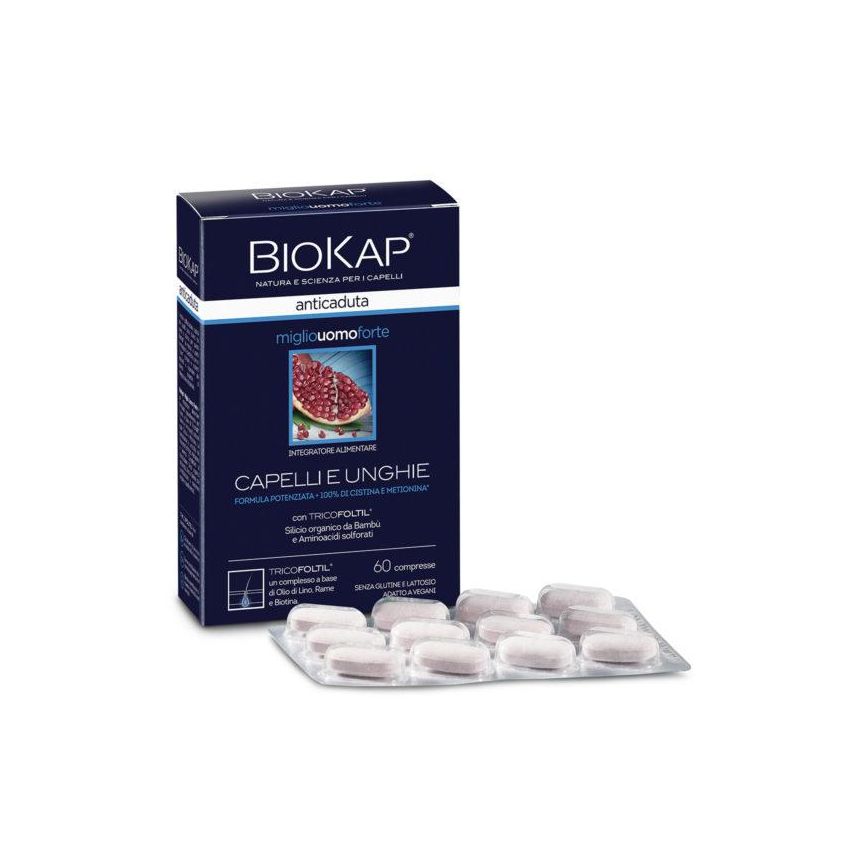 Biokap Uomo Forte - Compresse Anticaduta con Miglio e Tricofoltil - 60 Compresse