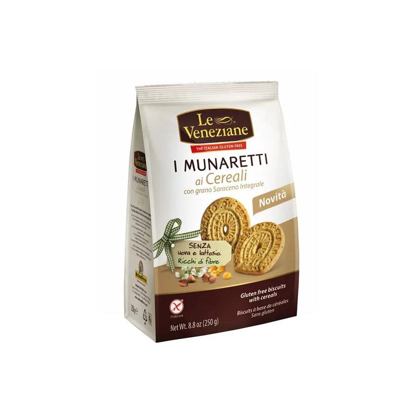 Le Veneziane - Munaretti Integrali di Grano Saraceno, Biscotti con Cereali - 250g