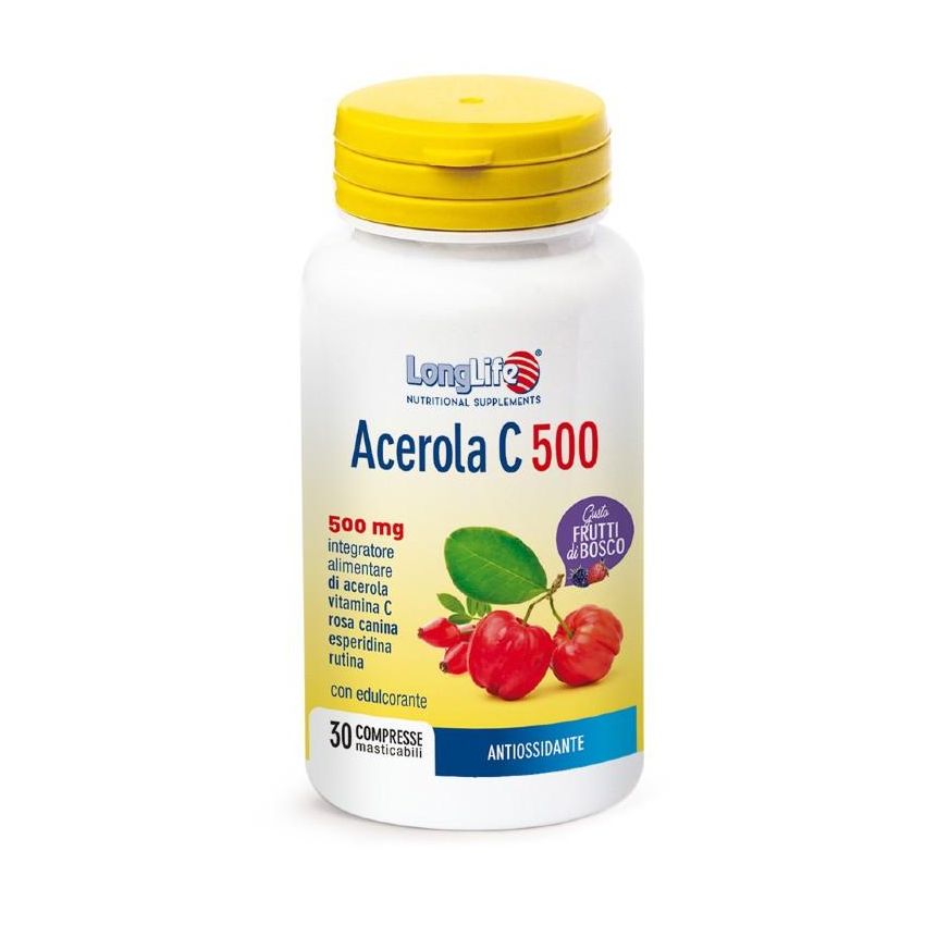 Acerola C 500 Longlife - Compresse di Frutti di Bosco - Confezione da 30