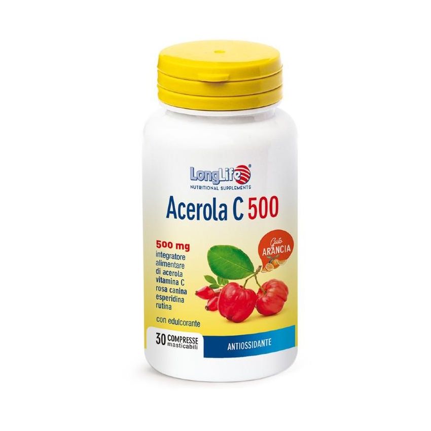 LongLife Acerola C500 Compresse a Base di Arancia - 30 compresse