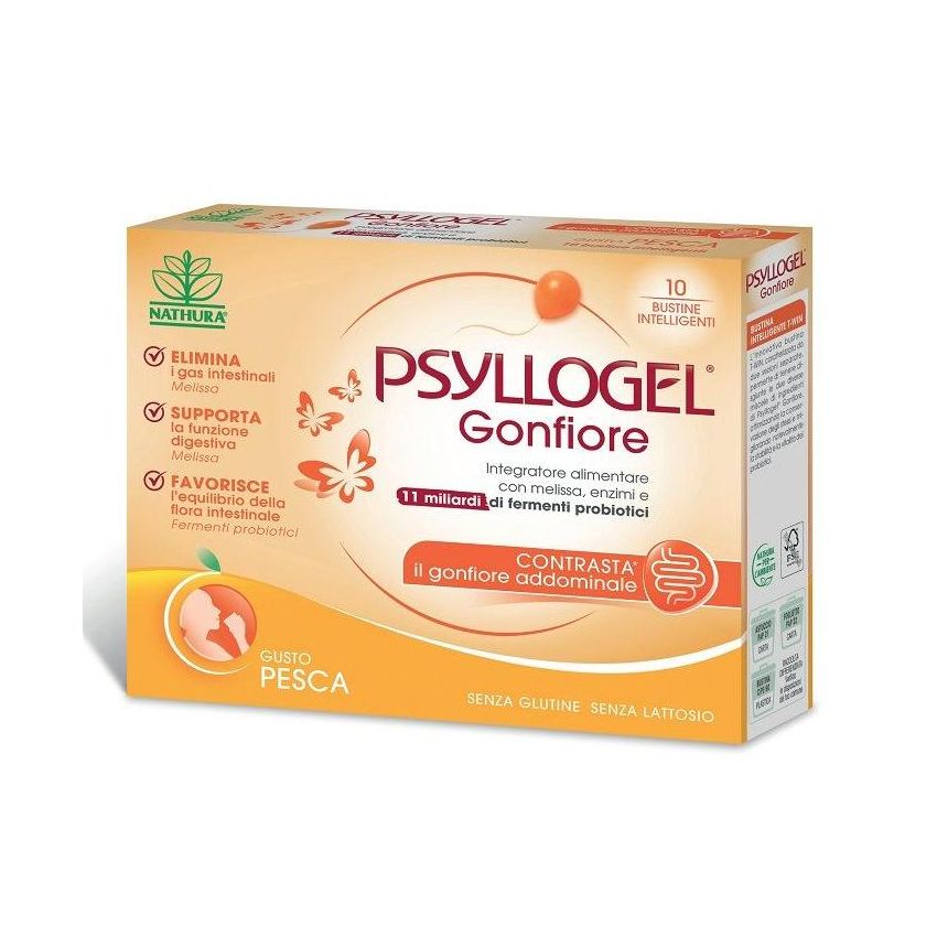 Psyllogel Anti-Gonfiore Sapore Pesca - Confezione da 10 Bustine