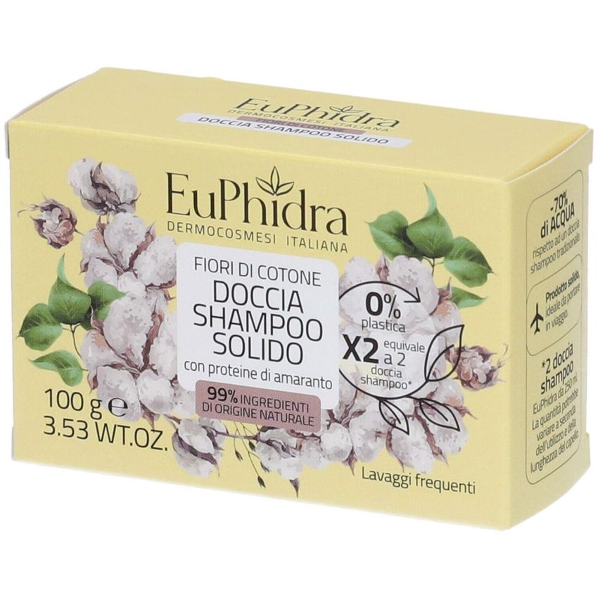 Euphidra Shampoo Solido e Doccia con Fiori di Cotone 100g