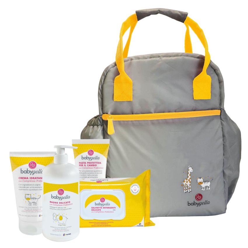 Babygella Prebiotic Kit con Borsa: Bagno, Salviette, Crema e Pasta Protettiva