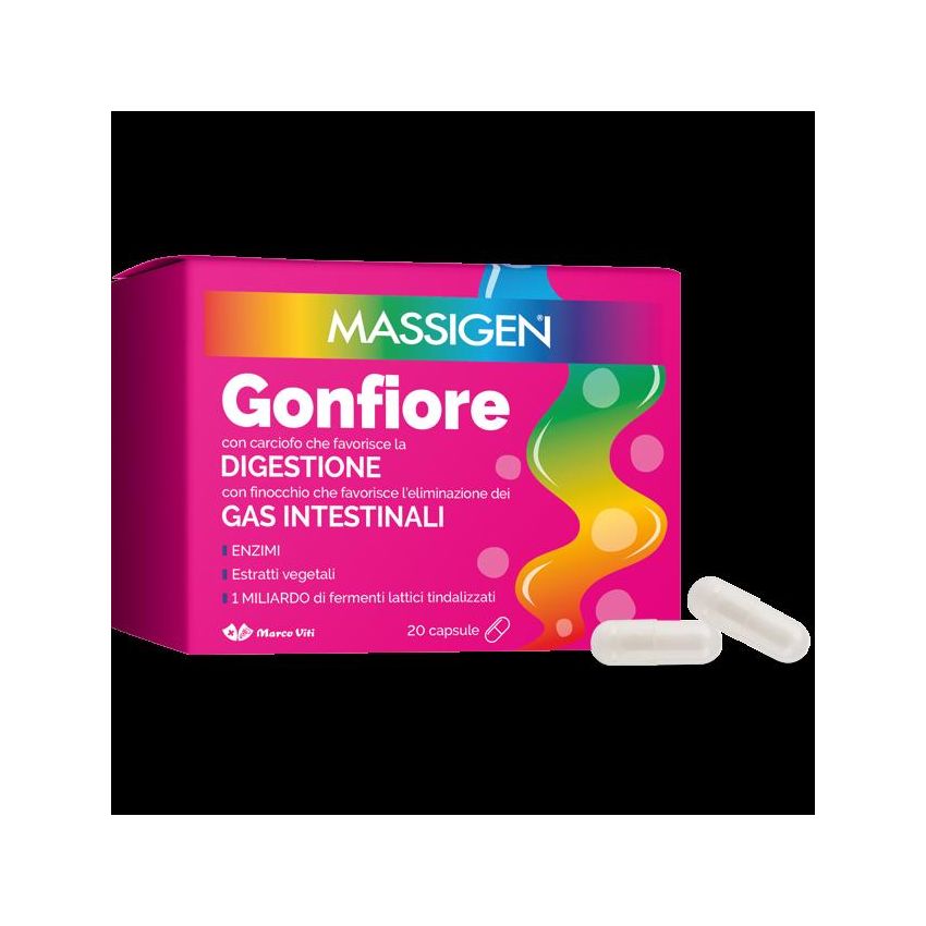 Massigen Anti-Gonfiore, 20 Capsule per la Salute Digestiva