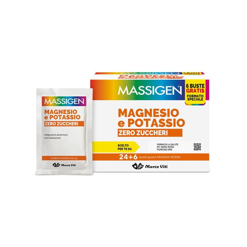 Marco Viti Massigen - Magnesio e Potassio Senza Zucchero in 24+6 Bustine Extra