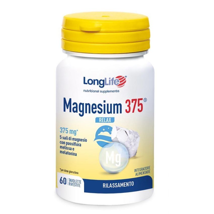 Longlife Magnesium 375 Relax - 60 Tavolette Rivestite per Relax e Longevit√†