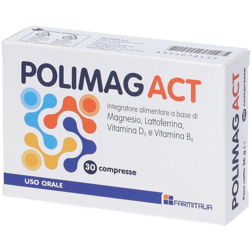 Polimag Act - Integratore Multivitaminico, 30 Compresse