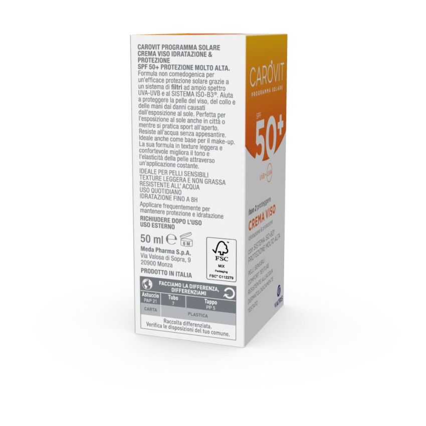 Carovit Crema Solare Protettiva per il Viso SPF50+ - 50ml