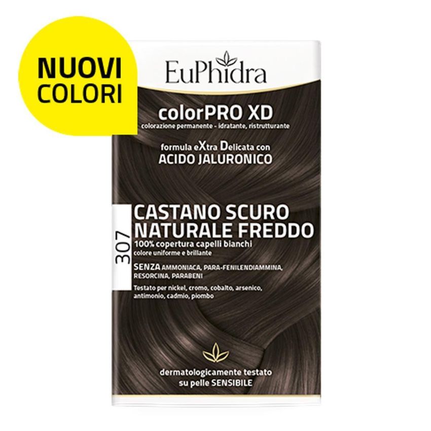 Euphidra ColorPro XD Kit Tintura per Capelli 307 Castano Scuro Naturale Freddo