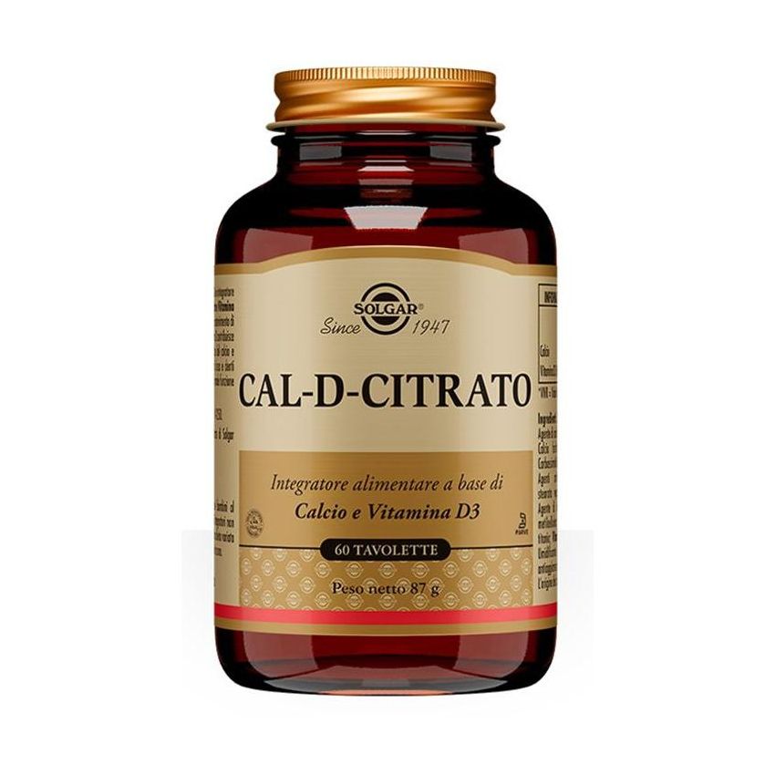 Solgar Cal D Citrato - Integratore di Calcio e Vitamina D - 60 Tavolette
