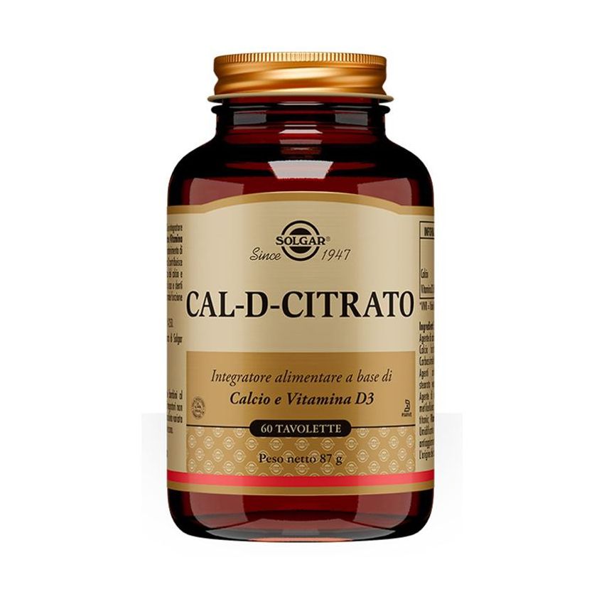 Solgar Cal D Citrato - Integratore di Calcio e Vitamina D - 60 Tavolette