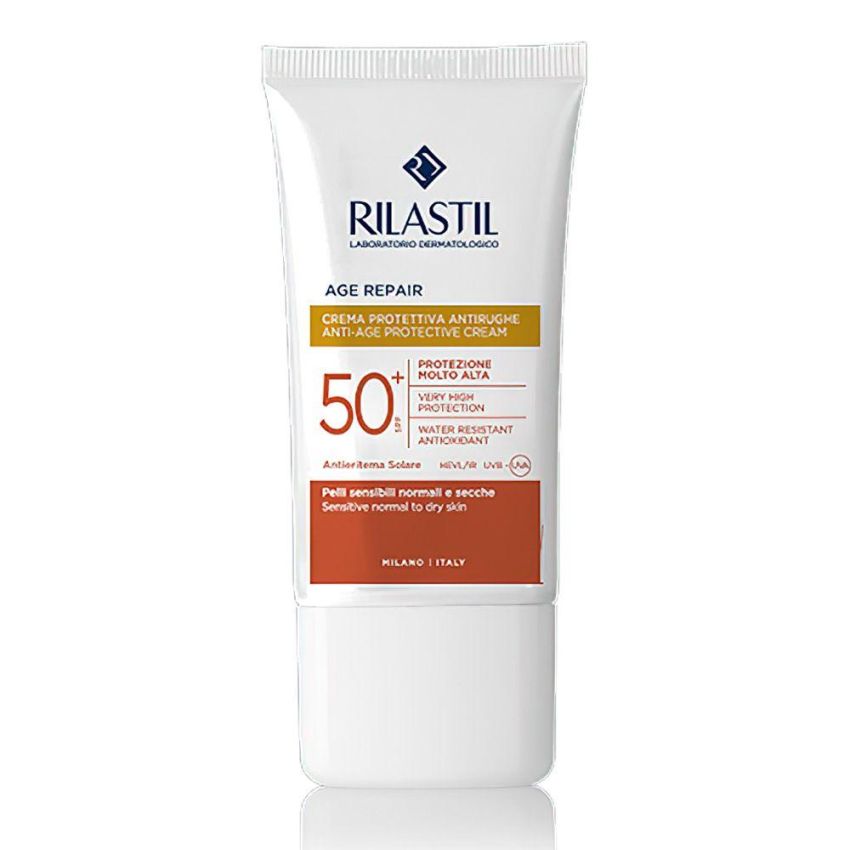 Rilastil Age Repair SPF 50+: Crema Solare Protettiva Antirughe per il Viso, 40ml