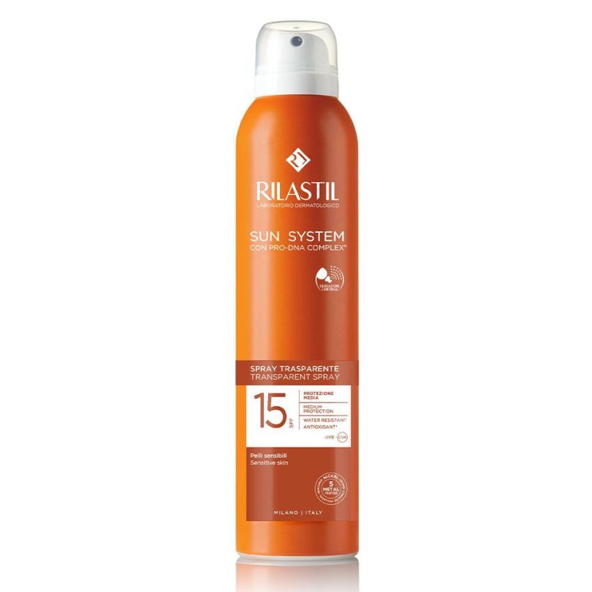 Rilastil Sun System Spray Solare Trasparente SPF 15, 200ml