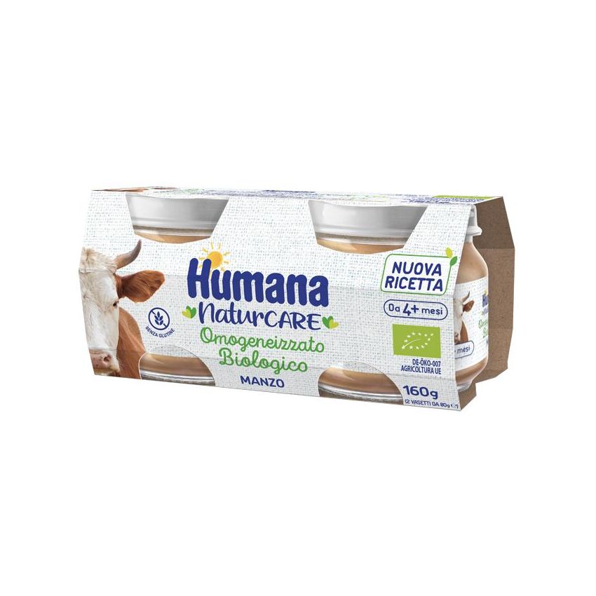 Humana Bio Manzo Omogeneizzato Biologico per Bambini da 4 Mesi, Confezione da 2x80g