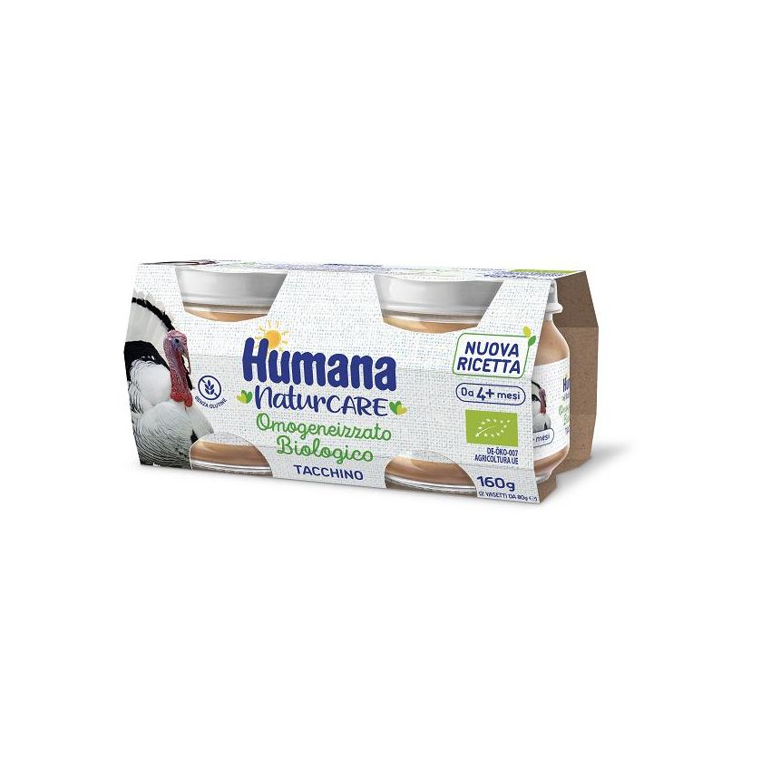 Humana Bio Omogeneizzato di Tacchino Biologico - Confezione da 2x80g per 4+ Mesi