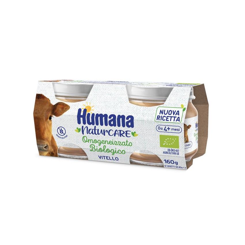 Humana Omogeneizzato di Vitello Biologico per Bambini da 4 Mesi, 2x80g