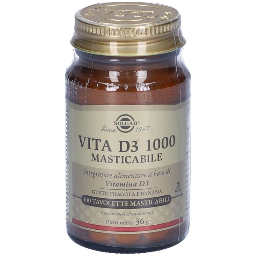 Solgar Vita-D3 1000: 100 Tavolette Masticabili