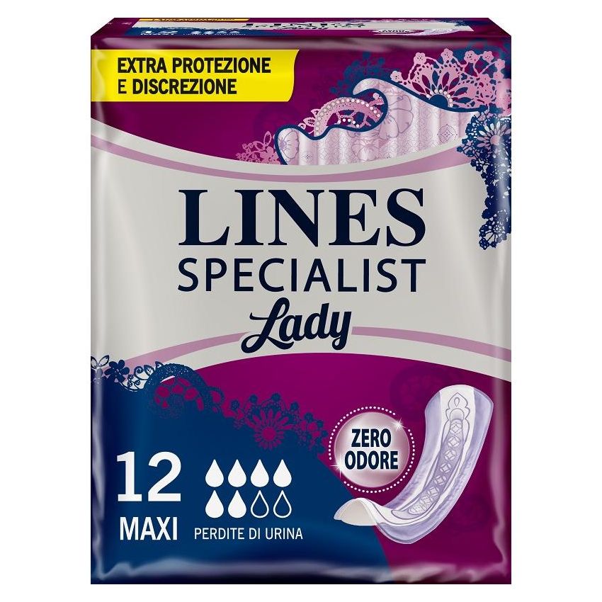 Lines Specialist Maxi Assorbenti per Incontinenza - Pacco da 12 Pezzi
