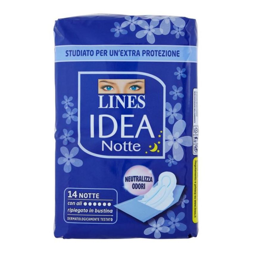 Idea Notte Assorbenti Lines, Pacco da 14 Pezzi