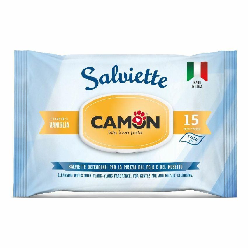 Camon Salviette Pocket Vaniglia Per Cani/Gatti 15 Pezzi