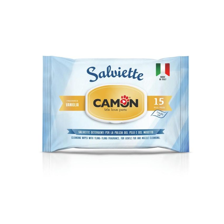 Camon Salviette Pocket Vaniglia Per Cani/Gatti 15 Pezzi