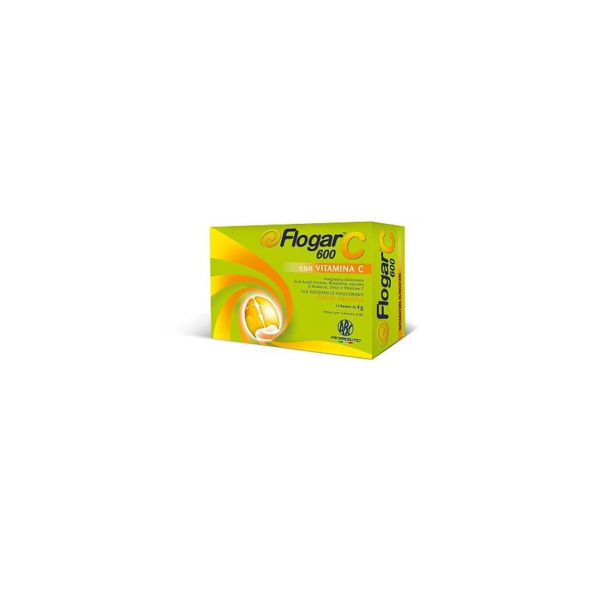Flogar C 600 - Vitamina C in Bustine - Gusto Arancia, Confezione da 14