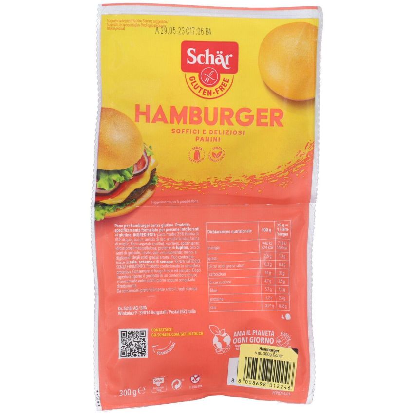 Schar Panini per Hamburger - Confezione da 4 Pezzi, 300g