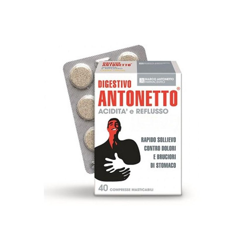 Antonetto Digestivo - Compresse per Acidità e Reflusso, Pacco da 40