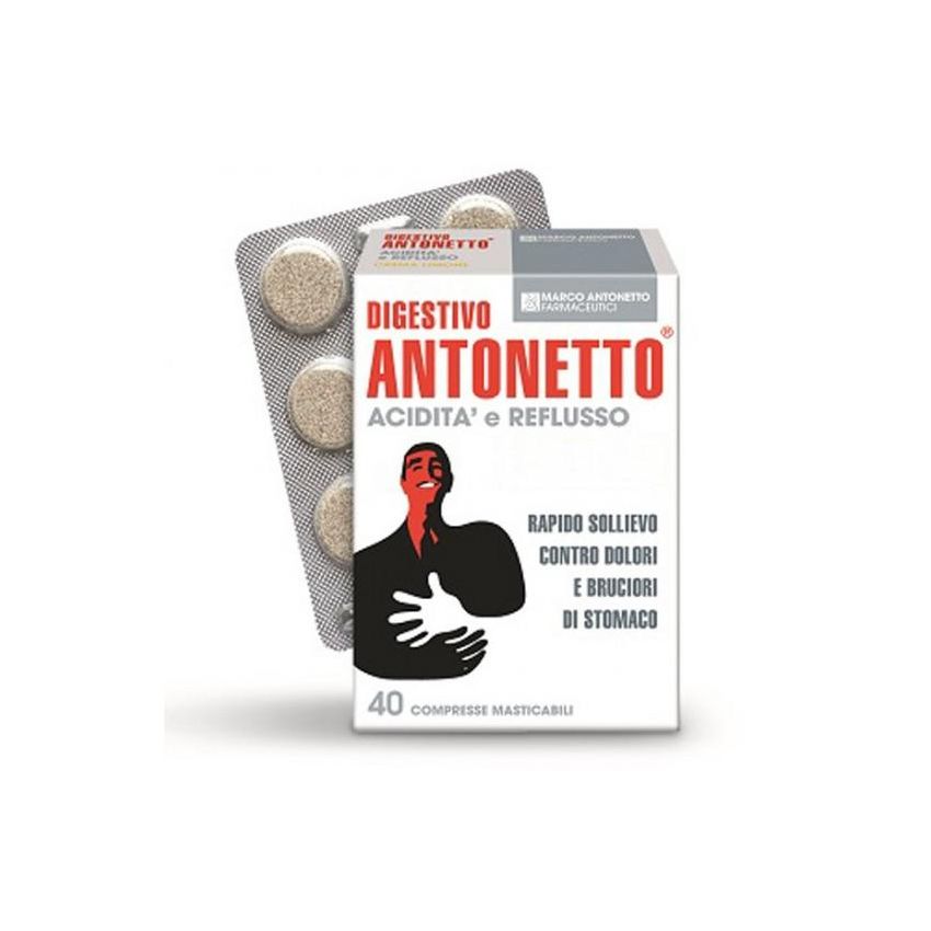 Antonetto Digestivo - Compresse per Acidità e Reflusso, Pacco da 40