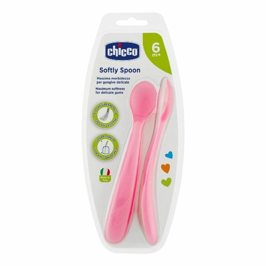 Set di 2 Cucchiai in Silicone Chicco per Bambine da 6 Mesi+