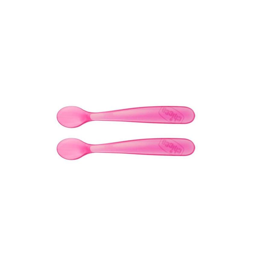 Set di 2 Cucchiai in Silicone Chicco per Bambine da 6 Mesi+