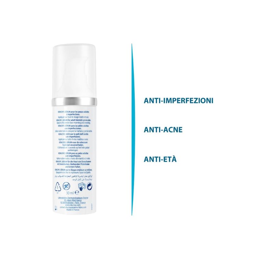 Ducray Keracnyl Siero Anti-Acne per Pelle Grassa, 30ml