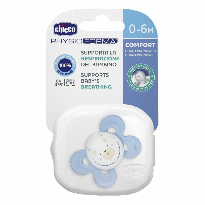 Chicco Physio Comfort Succhietto in Silicone 0-6 Mesi Azzurro
