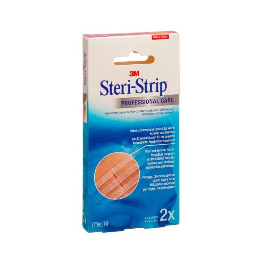 Steri Strip Suture Skin Strips 6x75mm - Pacco da 6 Strisce Adesive