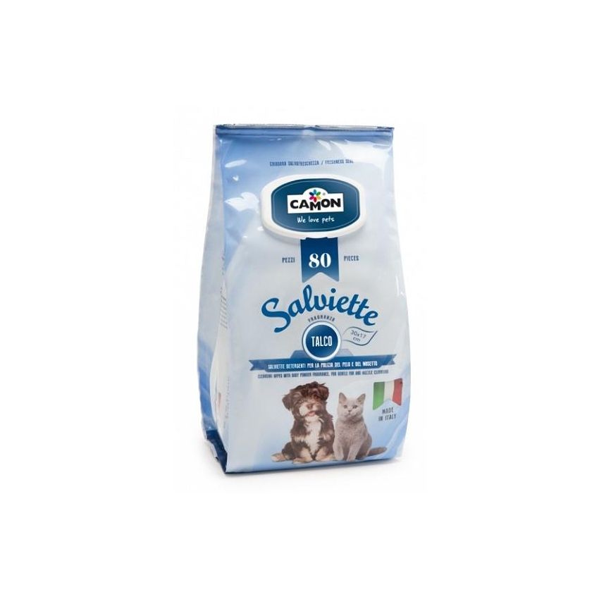 Camon Salviette Talco Per Cani/Gatti 80 Pezzi