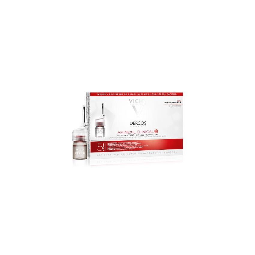 Vichy Dercos Aminexil - Trattamento Rinforzante Anticaduta per Donna - 21 Fiale da 6 ml