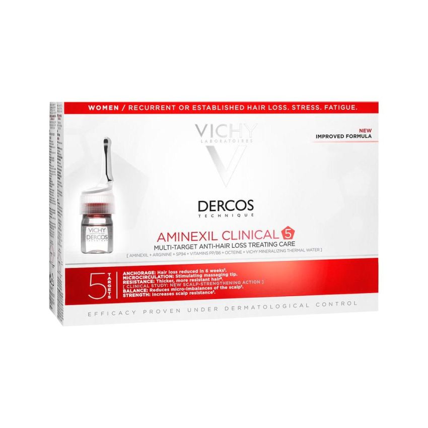 Vichy Dercos Aminexil - Trattamento Rinforzante Anticaduta per Donna - 21 Fiale da 6 ml